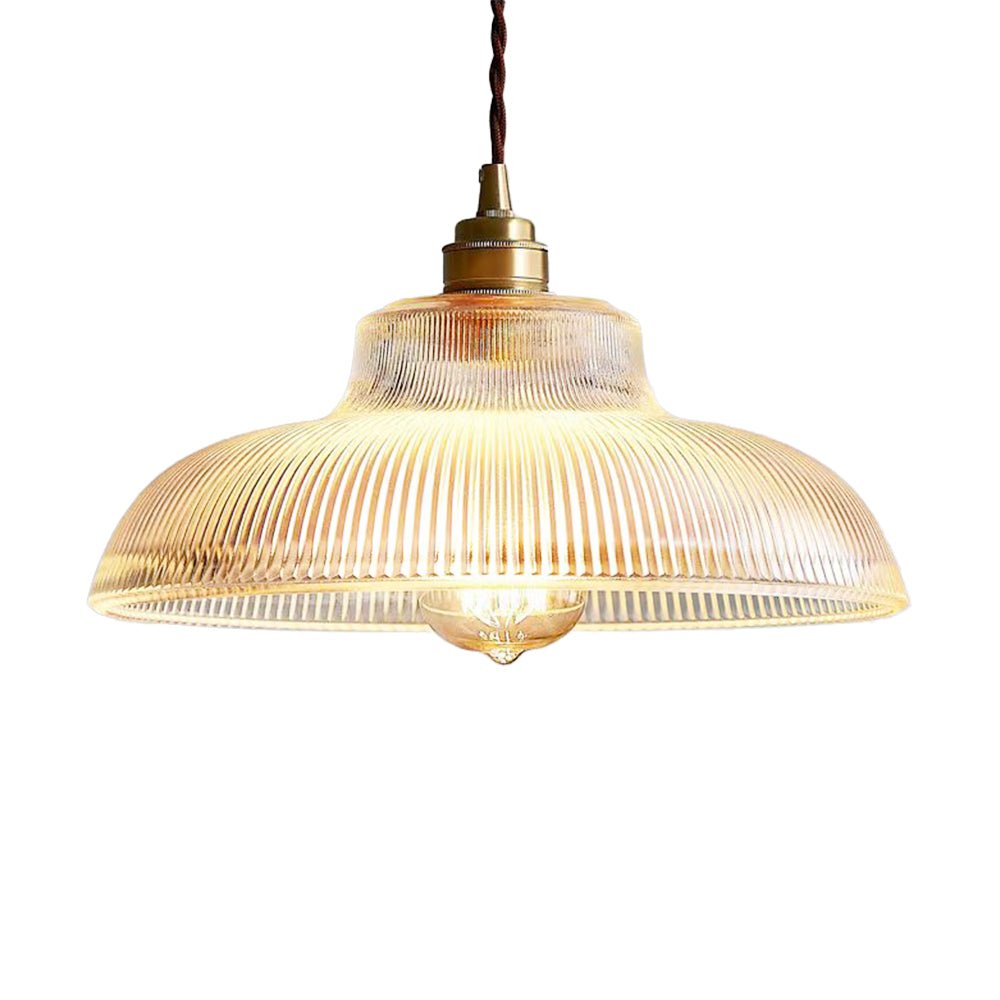 Lámpara Colgante de Vidrio con Forma de Cúpula Ribeteada de 1 Luz Estilo Granja Moderna