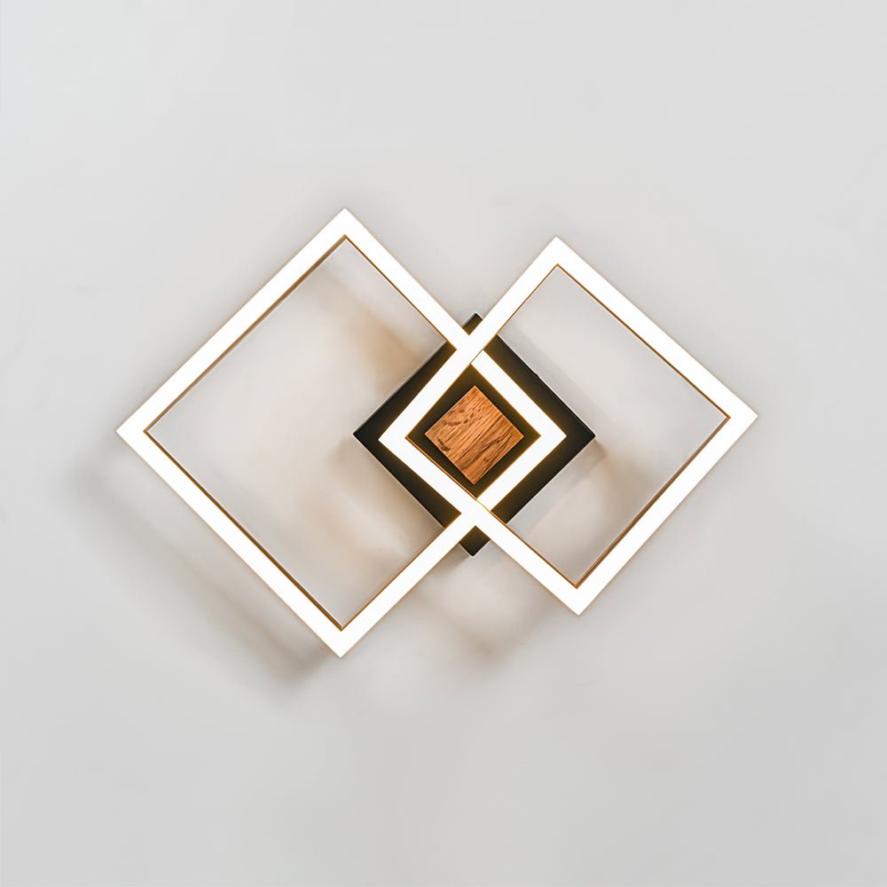 Luz de Techo Cuadrada Led de Grano de Madera de Nogal Estilo Granja Moderna