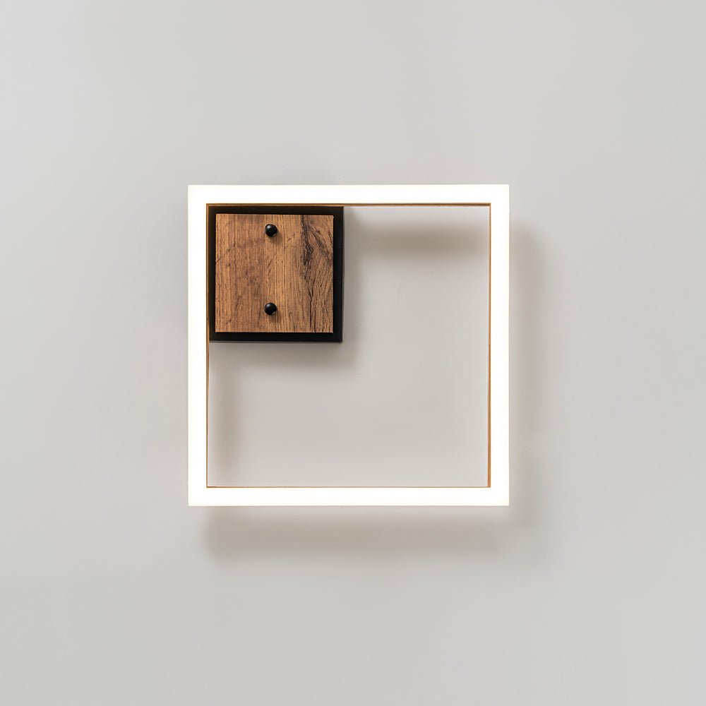 Luz de Techo Cuadrada Led de Grano de Madera de Nogal Estilo Granja Moderna