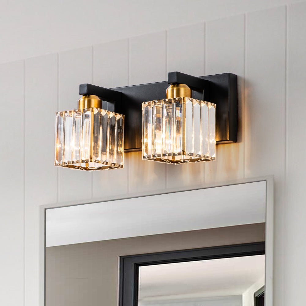 Luz de Tocador Moderna Glamour con Pantalla de Cristal Cuadrada