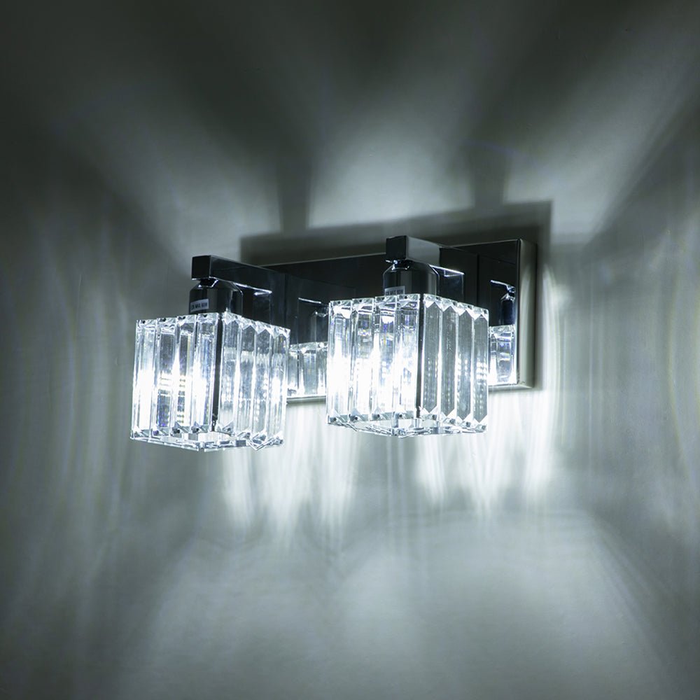 Luz de Tocador Moderna Glamour con Pantalla de Cristal Cuadrada