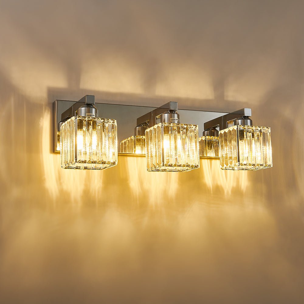 Luz de Tocador Moderna Glamour con Pantalla de Cristal Cuadrada