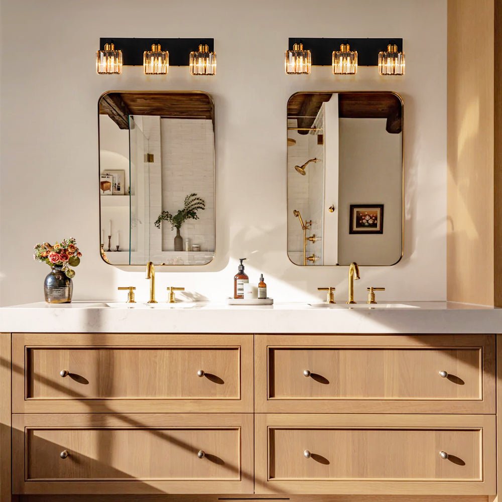 Luz de Tocador Moderna Glamour con Pantalla de Cristal Cuadrada