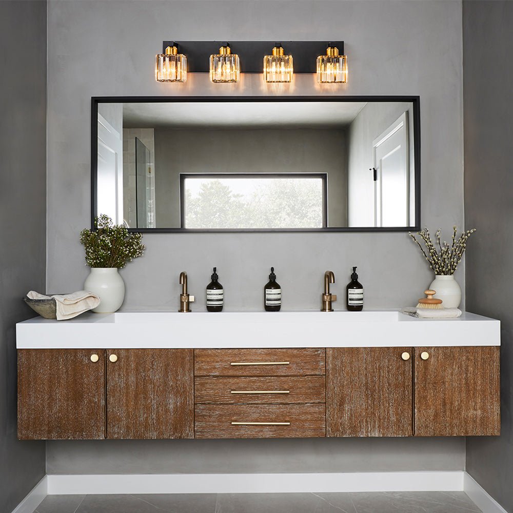 Luz de Tocador Moderna Glamour con Pantalla de Cristal Cuadrada