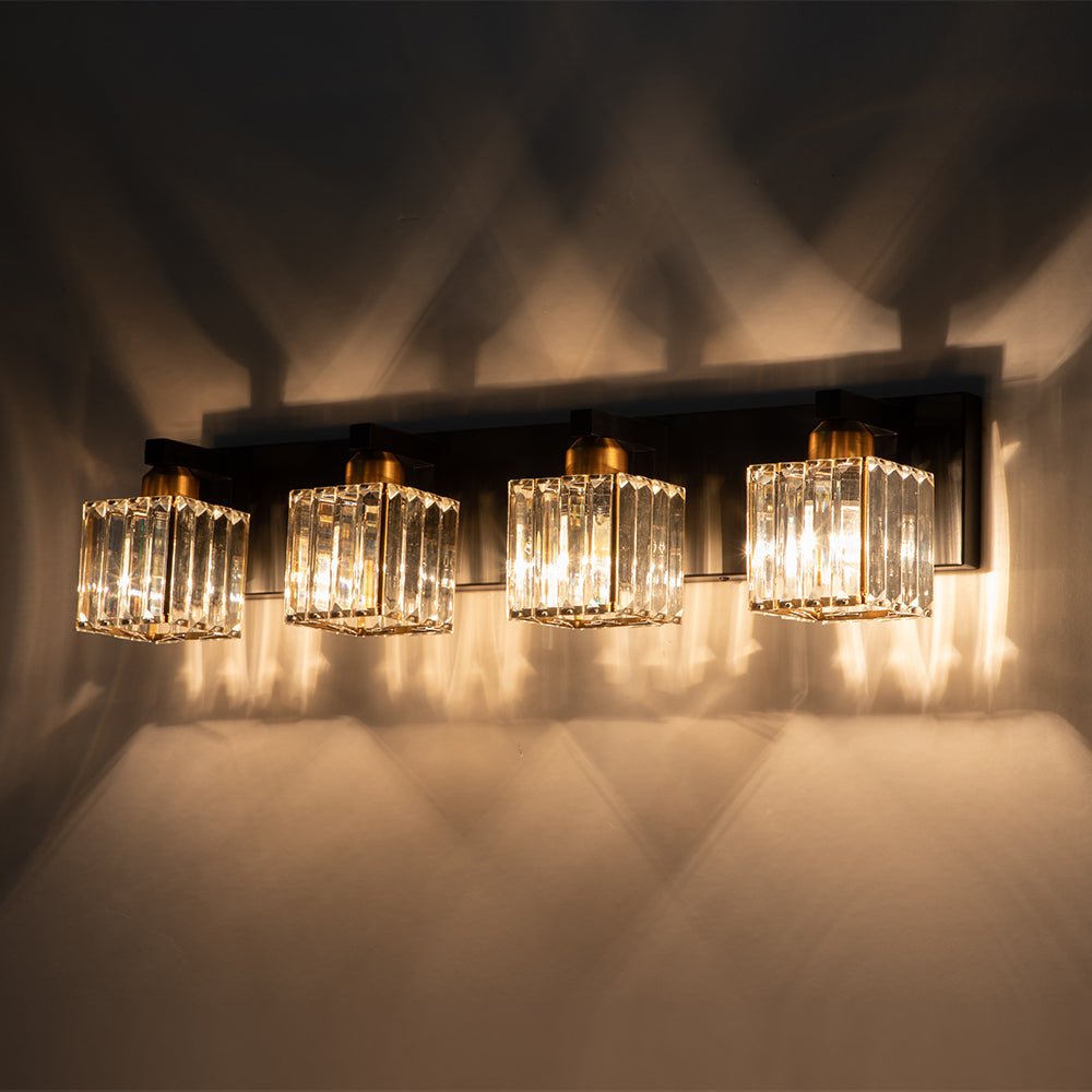 Luz de Tocador Moderna Glamour con Pantalla de Cristal Cuadrada