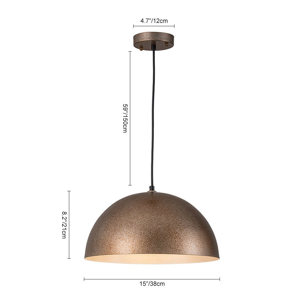 Lámpara colgante de metal en diseño de cúpula industrial de 1 luz para el área de comedor