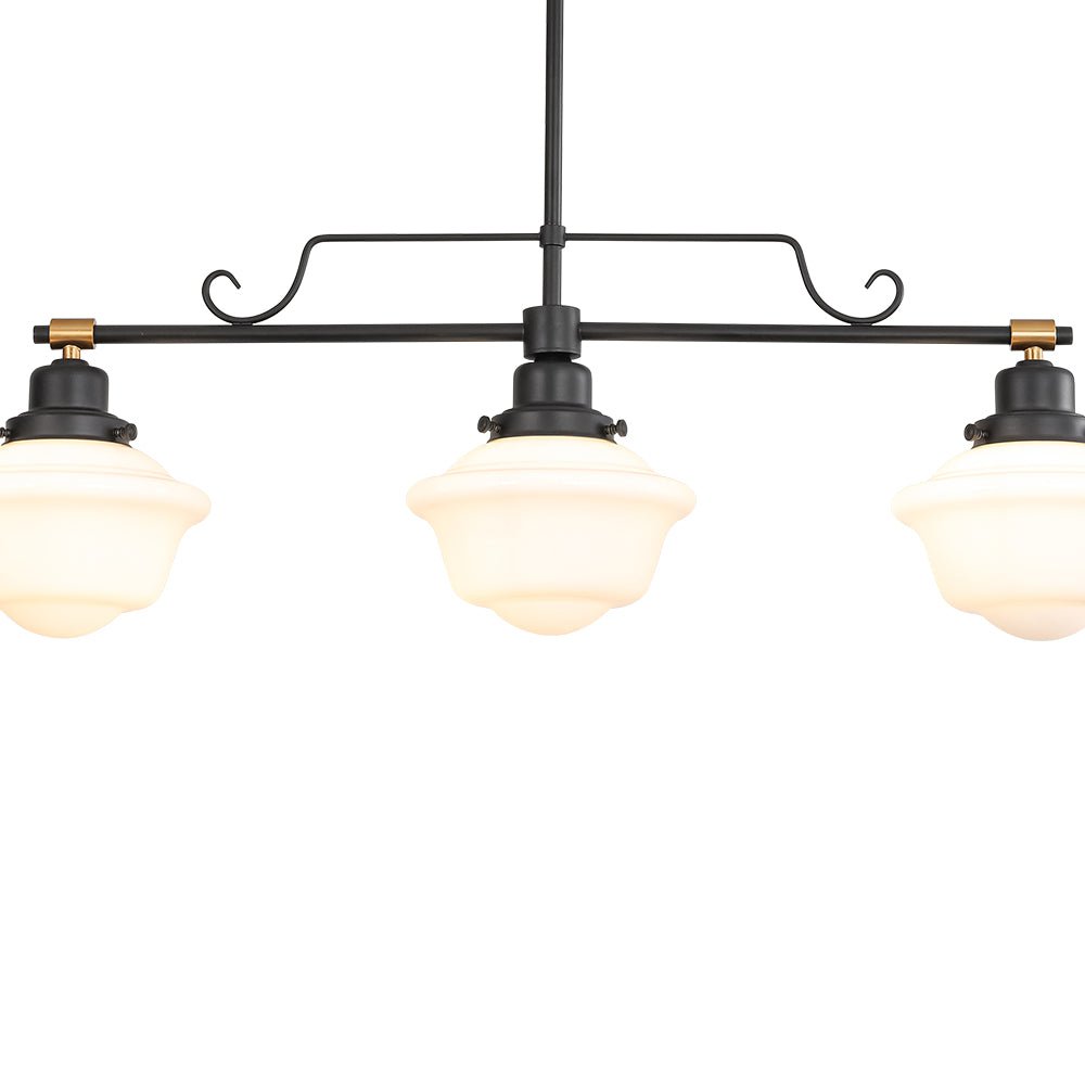 Moderna Lámpara Colgante Lineal de Vidrio Escuela Industrial de 3 Luces