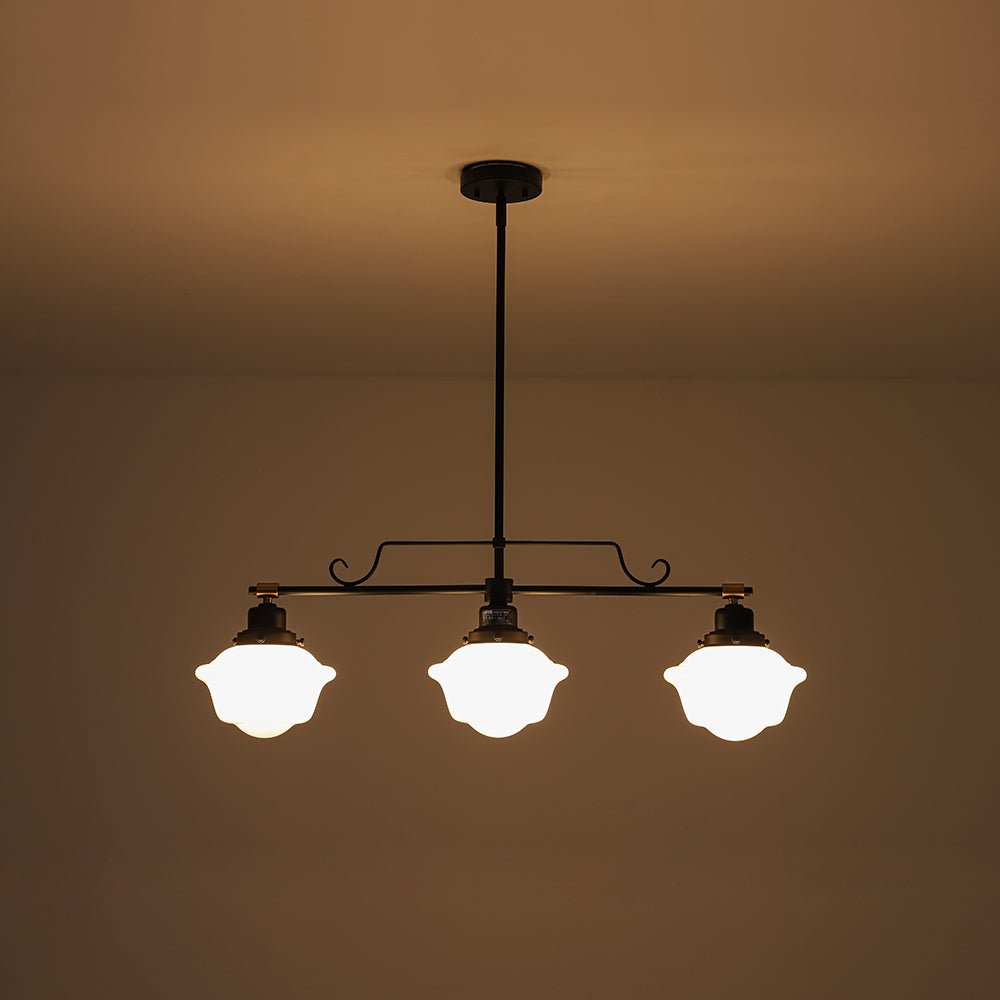 Moderna Lámpara Colgante Lineal de Vidrio Escuela Industrial de 3 Luces
