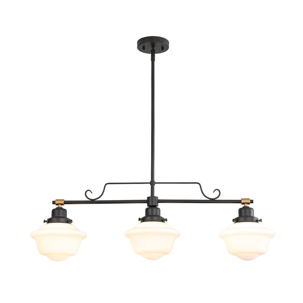 Moderna Lámpara Colgante Lineal de Vidrio Escuela Industrial de 3 Luces