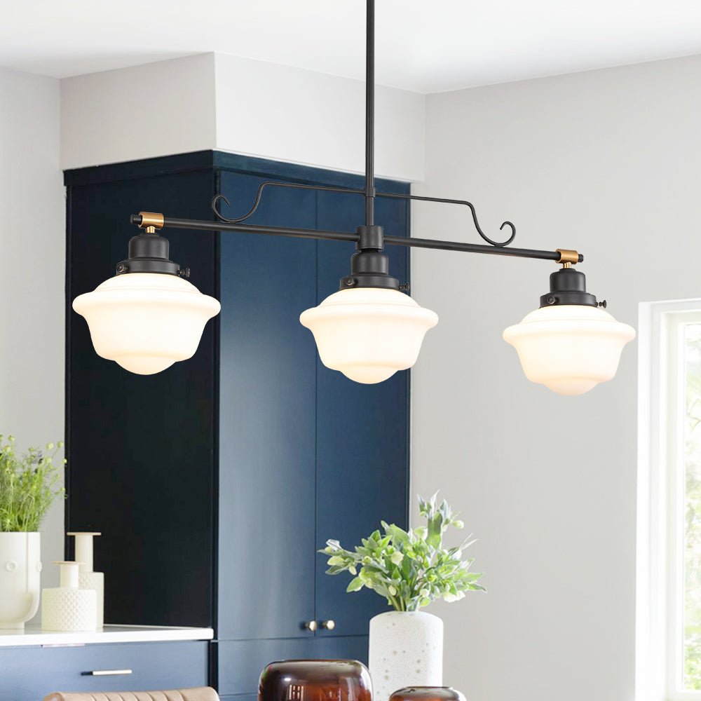 Moderna Lámpara Colgante Lineal de Vidrio Escuela Industrial de 3 Luces