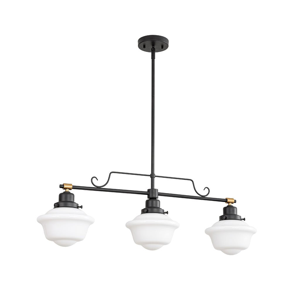 Moderna Lámpara Colgante Lineal de Vidrio Escuela Industrial de 3 Luces
