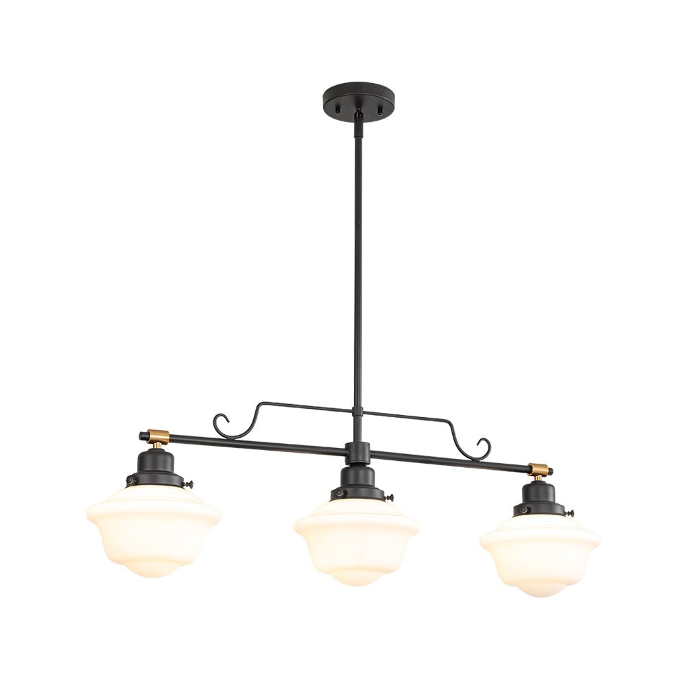 Moderna Lámpara Colgante Lineal de Vidrio Escuela Industrial de 3 Luces