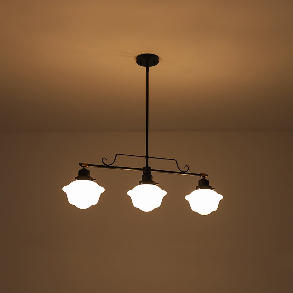 Moderna Lámpara Colgante Lineal de Vidrio Escuela Industrial de 3 Luces