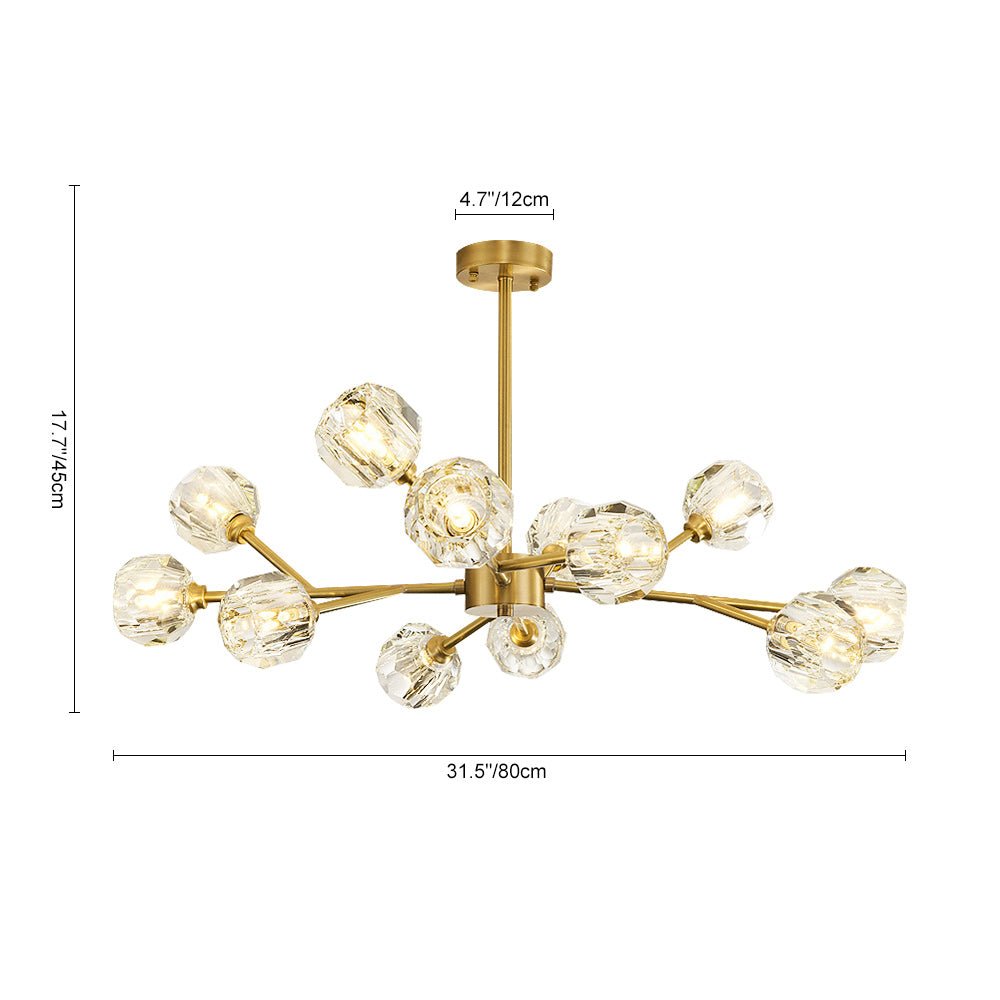 Moderno Lujoso Candelabro de Cristal Sputnik de 12 Luces