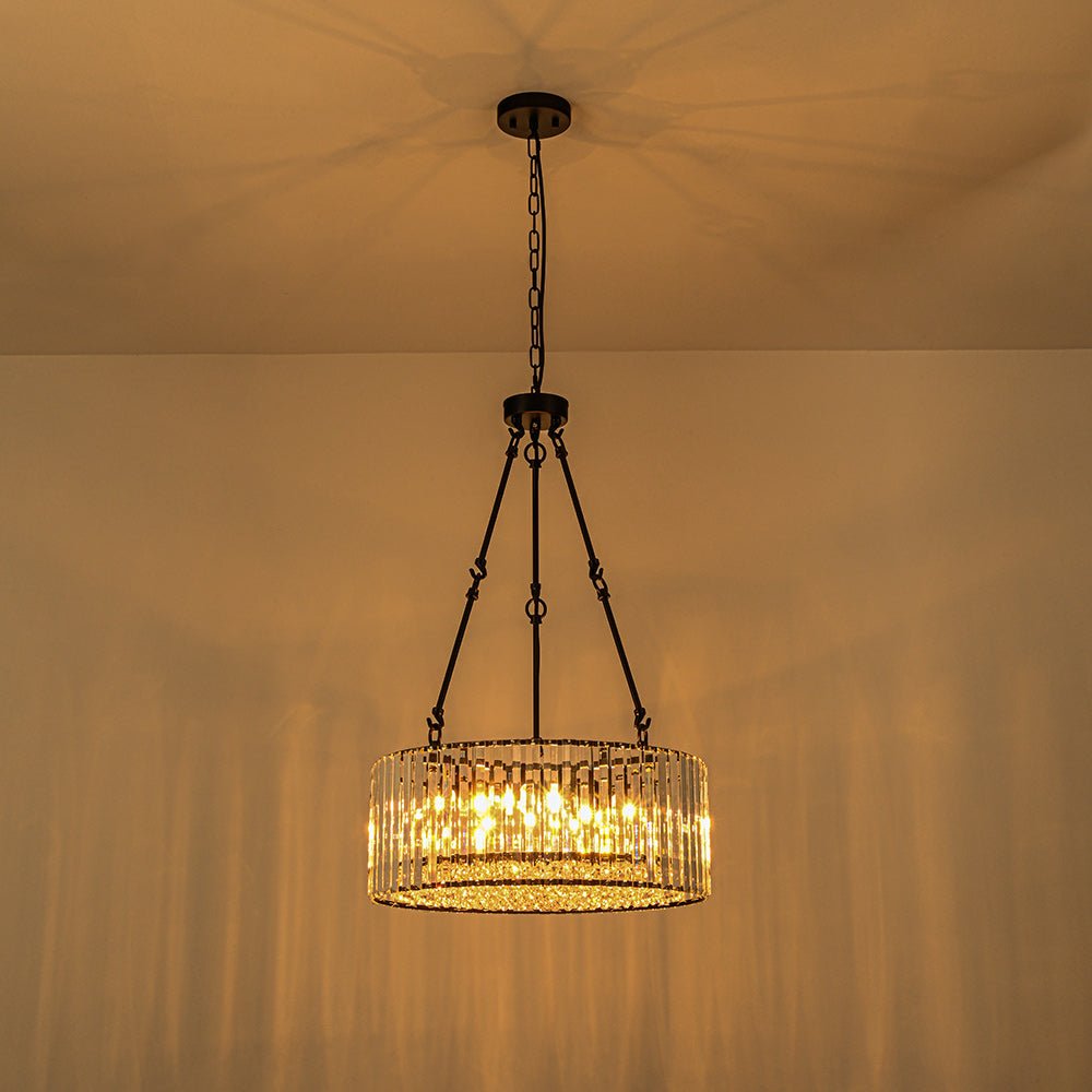 Lámpara de Araña de Cristal Moderna de Lujo de 5 Luces con Varillas Ajustables