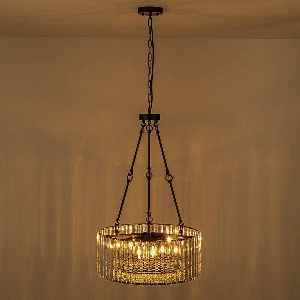 Lámpara de Araña de Cristal Moderna de Lujo de 5 Luces con Varillas Ajustables