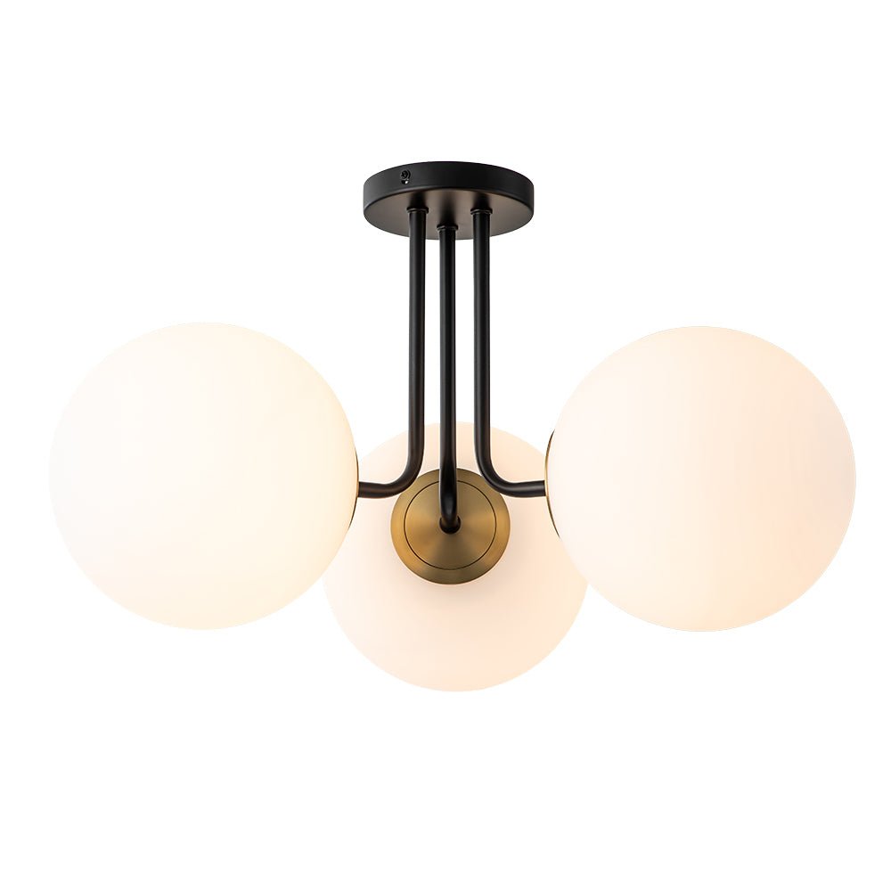 Moderno Semi Flush Mount de Vidrio Sputnik de 3 Luces de Estilo Mid-Century