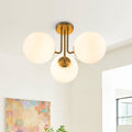 Moderno Semi Flush Mount de Vidrio Sputnik de 3 Luces de Estilo Mid-Century