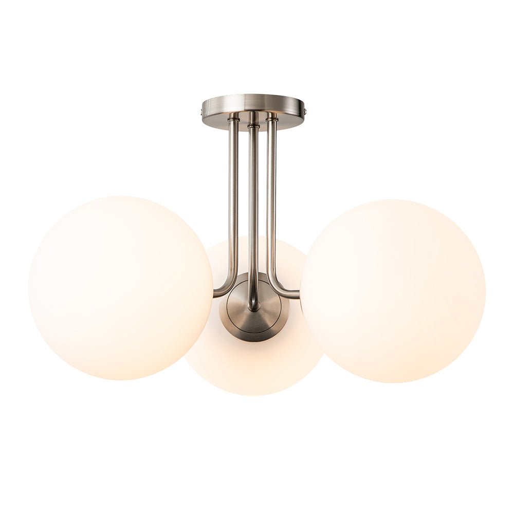 Moderno Semi Flush Mount de Vidrio Sputnik de 3 Luces de Estilo Mid-Century