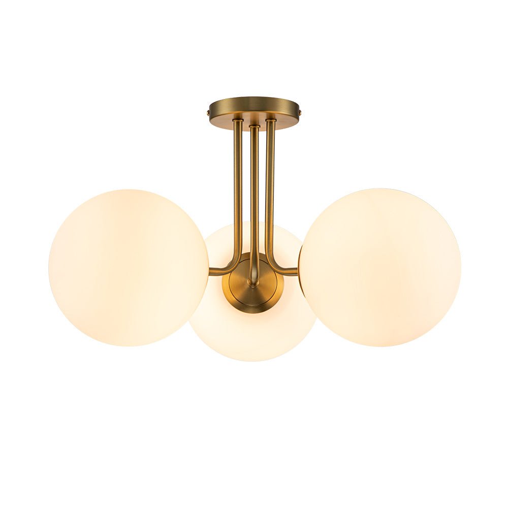 Moderno Semi Flush Mount de Vidrio Sputnik de 3 Luces de Estilo Mid-Century