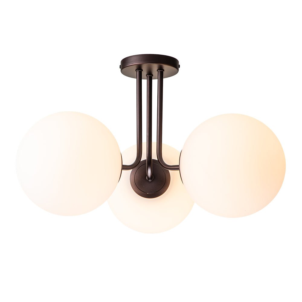 Moderno Semi Flush Mount de Vidrio Sputnik de 3 Luces de Estilo Mid-Century