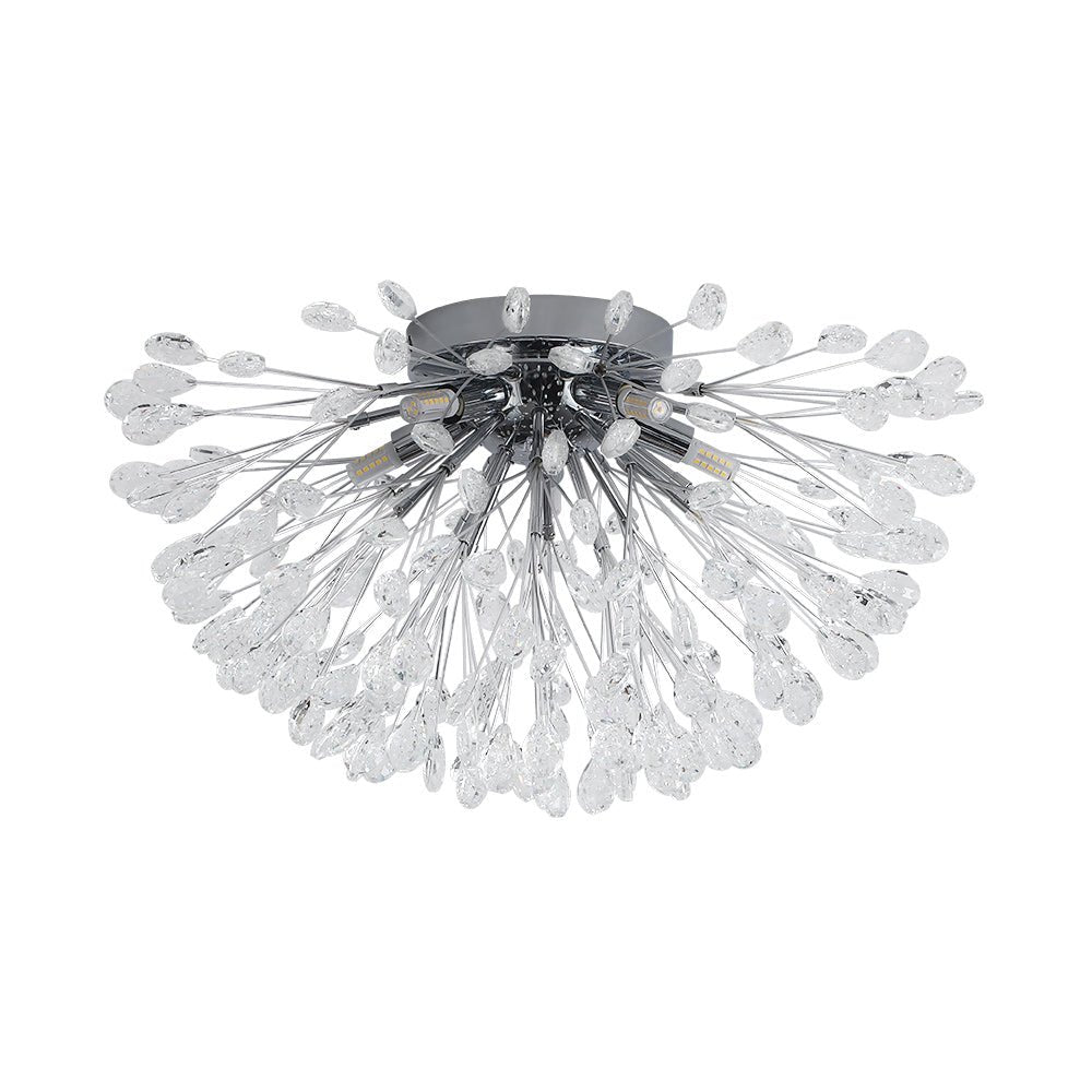 Moderno Semi Flush Mount de Cristal en Forma de Flor de Fuegos Artificiales de 5 Luces