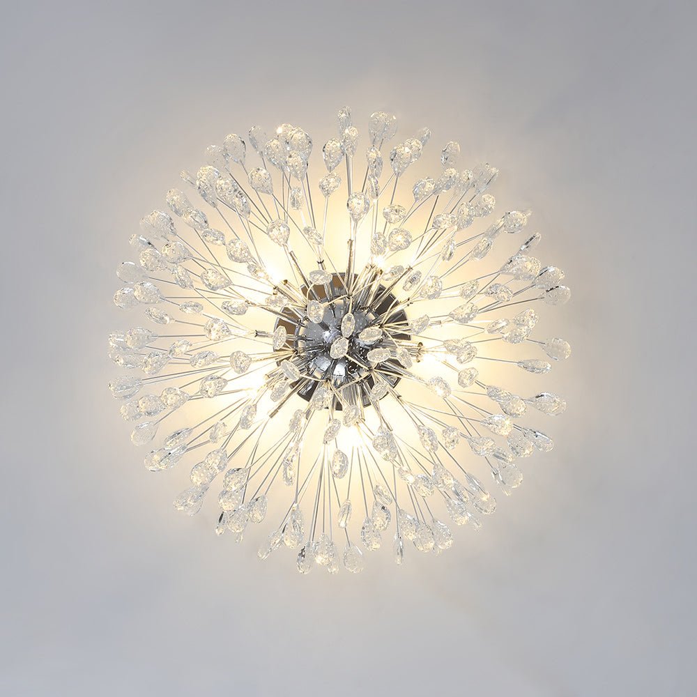 Moderno Semi Flush Mount de Cristal en Forma de Flor de Fuegos Artificiales de 5 Luces