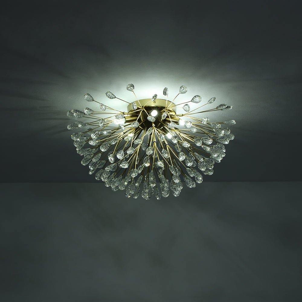 Moderno Semi Flush Mount de Cristal en Forma de Flor de Fuegos Artificiales de 5 Luces