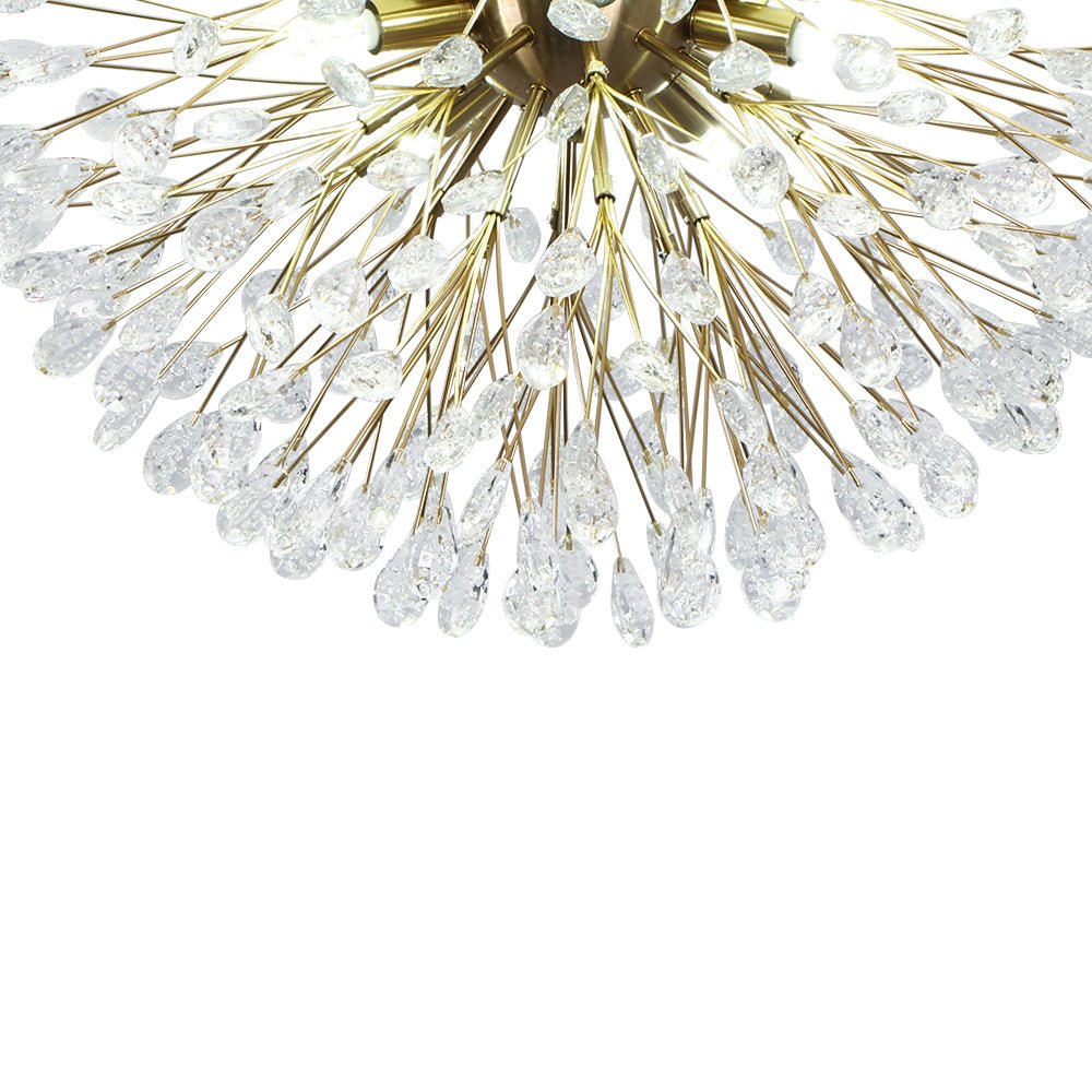 Moderno Semi Flush Mount de Cristal en Forma de Flor de Fuegos Artificiales de 5 Luces