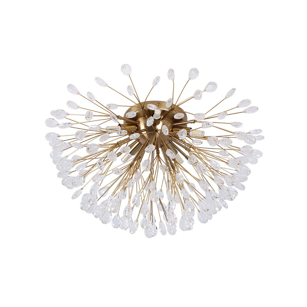 Moderno Semi Flush Mount de Cristal en Forma de Flor de Fuegos Artificiales de 5 Luces