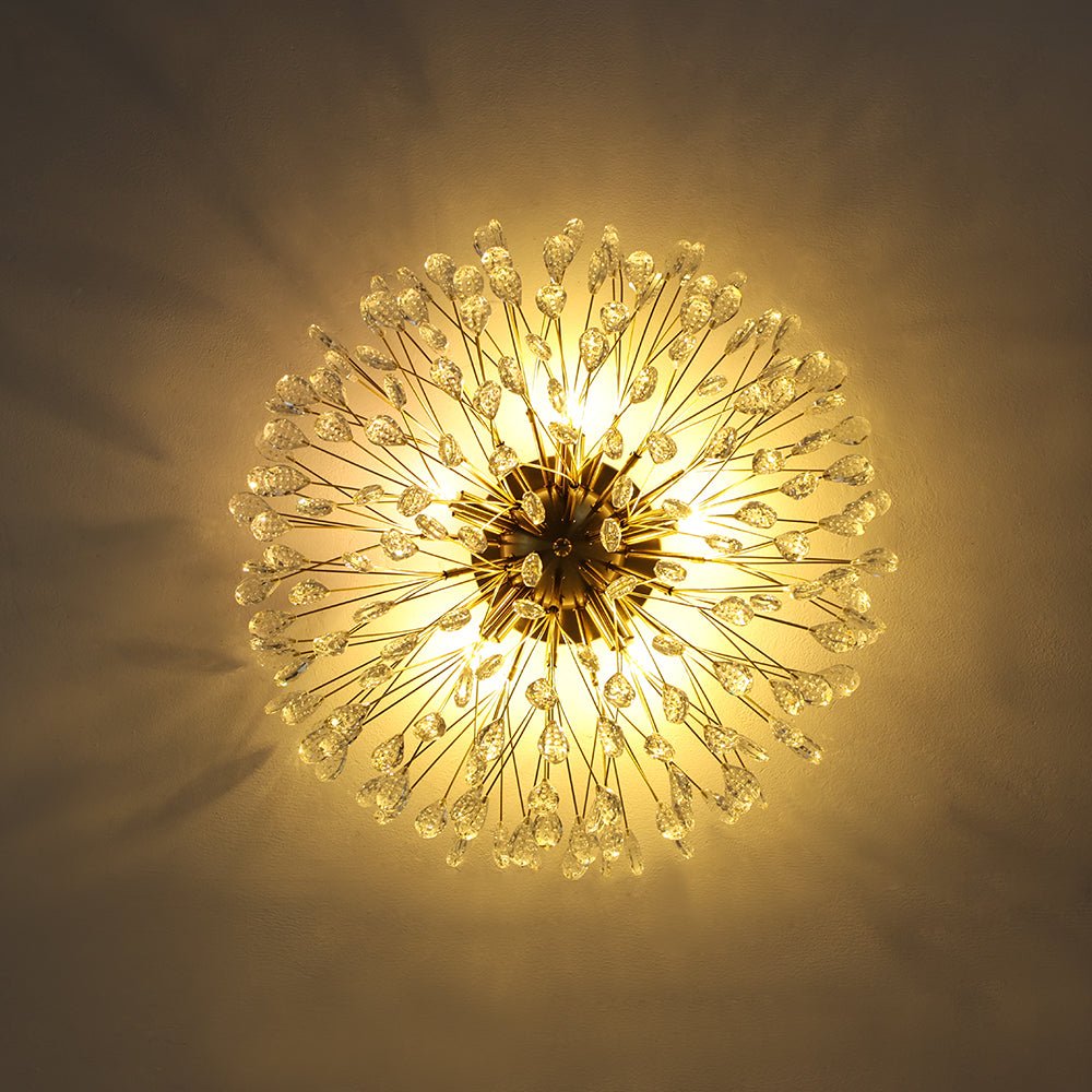 Moderno Semi Flush Mount de Cristal en Forma de Flor de Fuegos Artificiales de 5 Luces