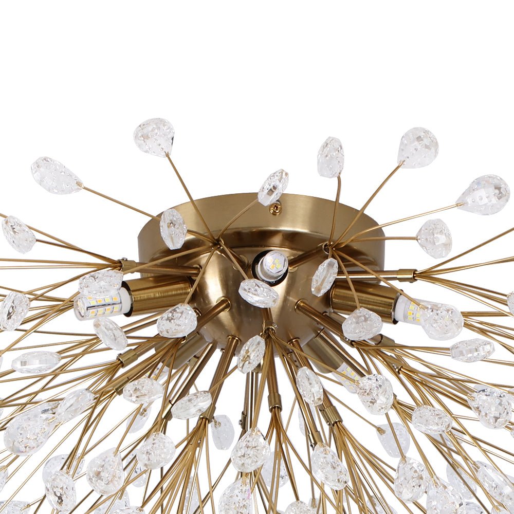 Moderno Semi Flush Mount de Cristal en Forma de Flor de Fuegos Artificiales de 5 Luces