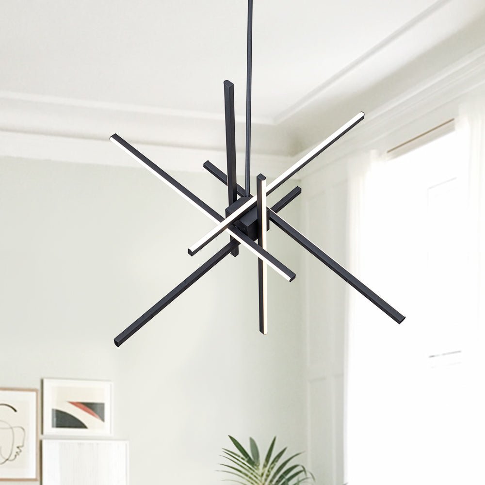 Moderno Candelabro Lineal Led Sputnik de 6 Luces de Medio Siglo