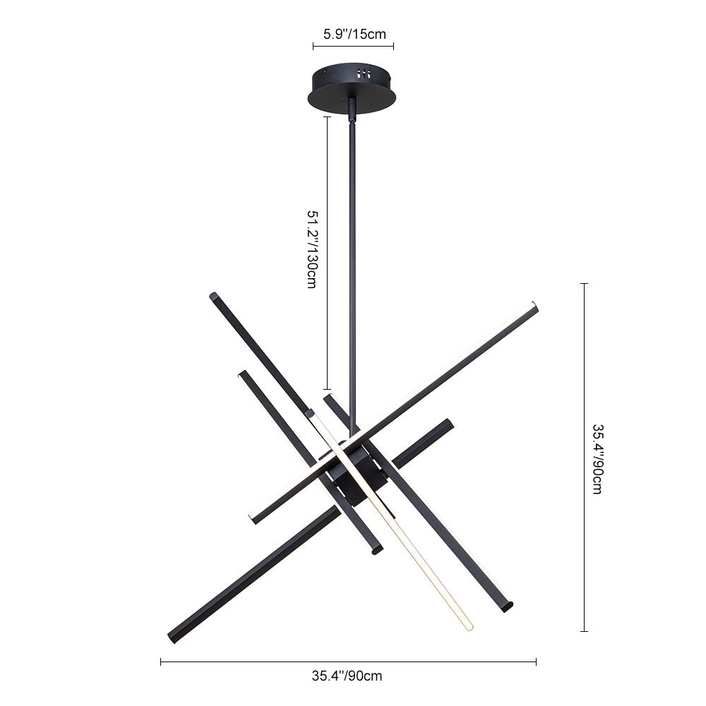 Moderno Candelabro Lineal Led Sputnik de 6 Luces de Medio Siglo
