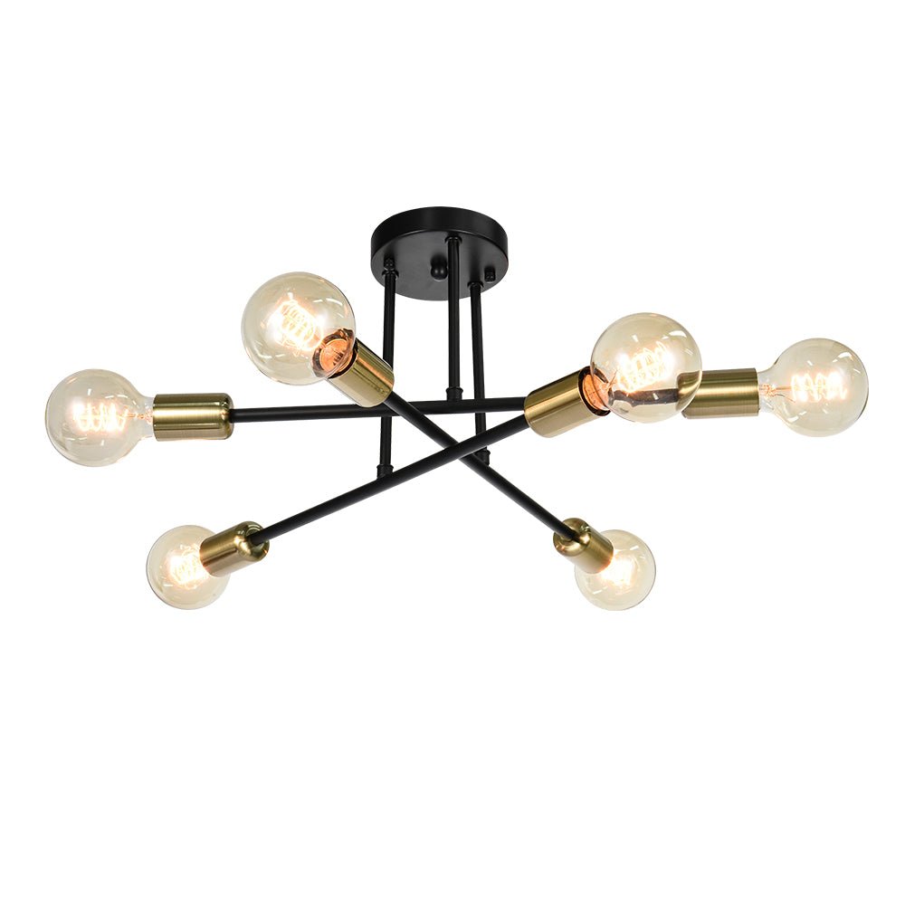Moderno Semi Flush Mount Sputnik de 6 Luces Estilo Mid-Century