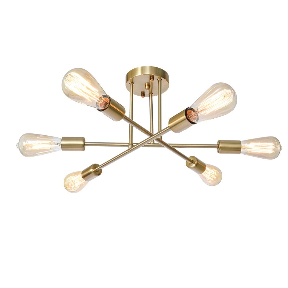Moderno Semi Flush Mount Sputnik de 6 Luces Estilo Mid-Century