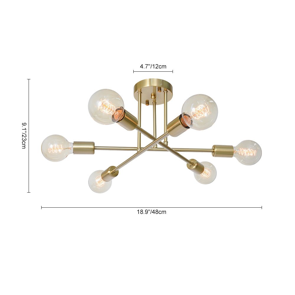 Moderno Semi Flush Mount Sputnik de 6 Luces Estilo Mid-Century