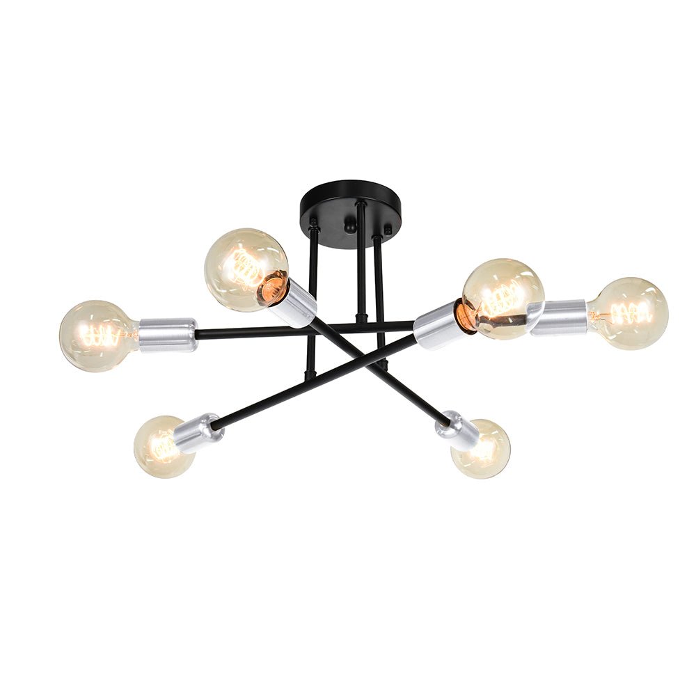 Moderno Semi Flush Mount Sputnik de 6 Luces Estilo Mid-Century