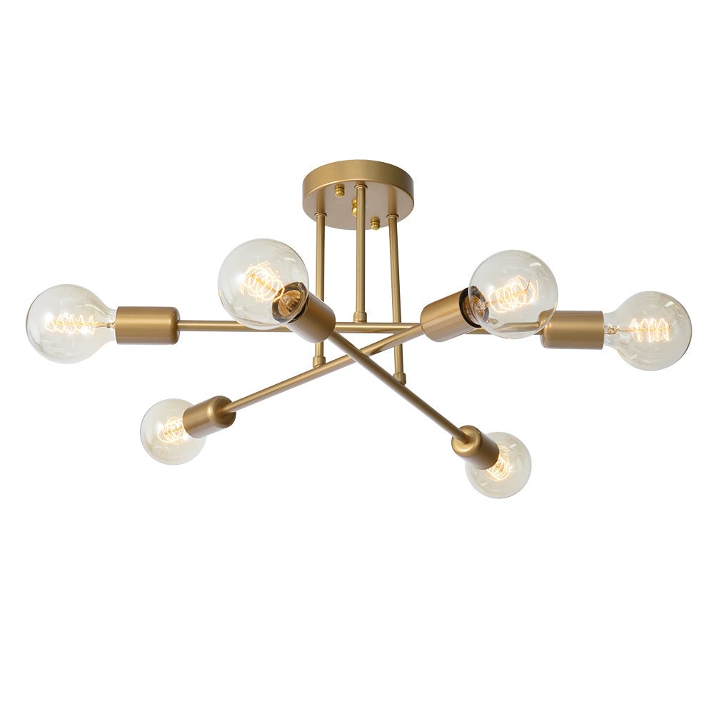 Moderno Semi Flush Mount Sputnik de 6 Luces Estilo Mid-Century