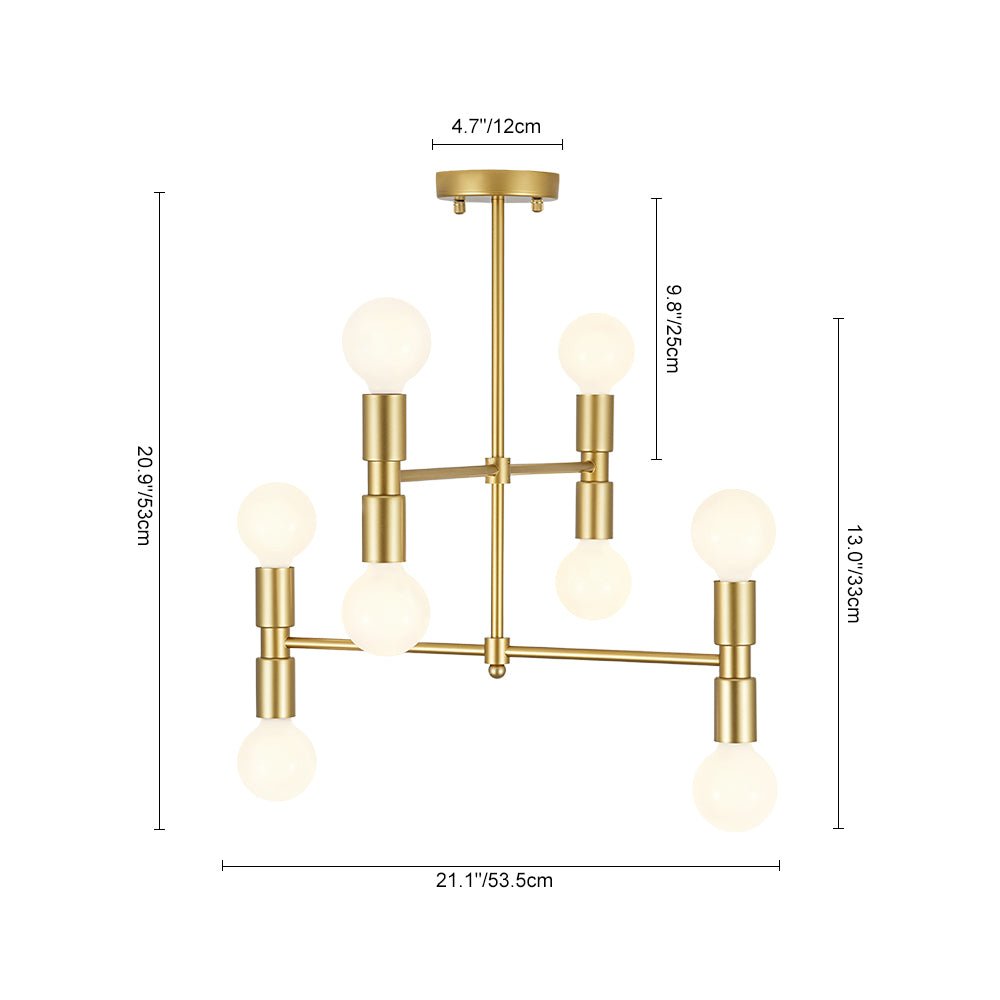 Moderno Semi Flush Mount Sputnik de 8 Luces en Capas