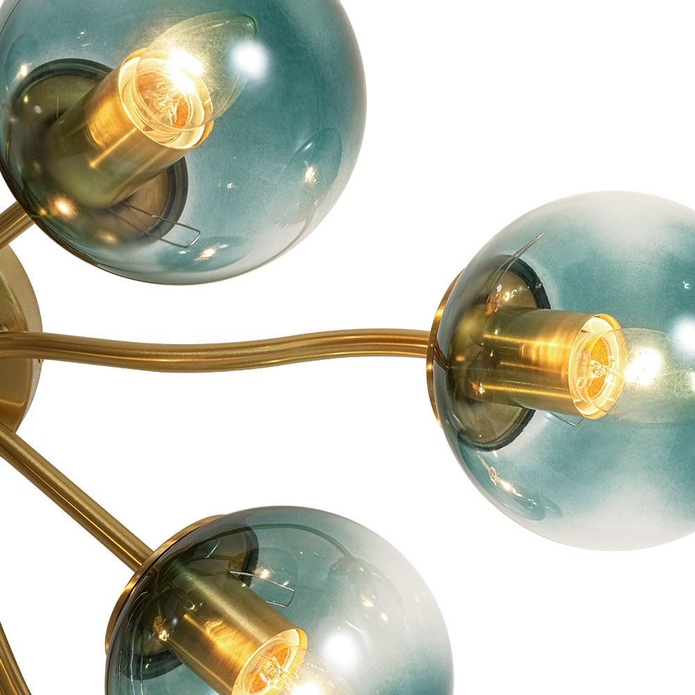 Luz de Techo Semi Moderna Sputnik de Vidrio Azul Gradiente de Medio Siglo
