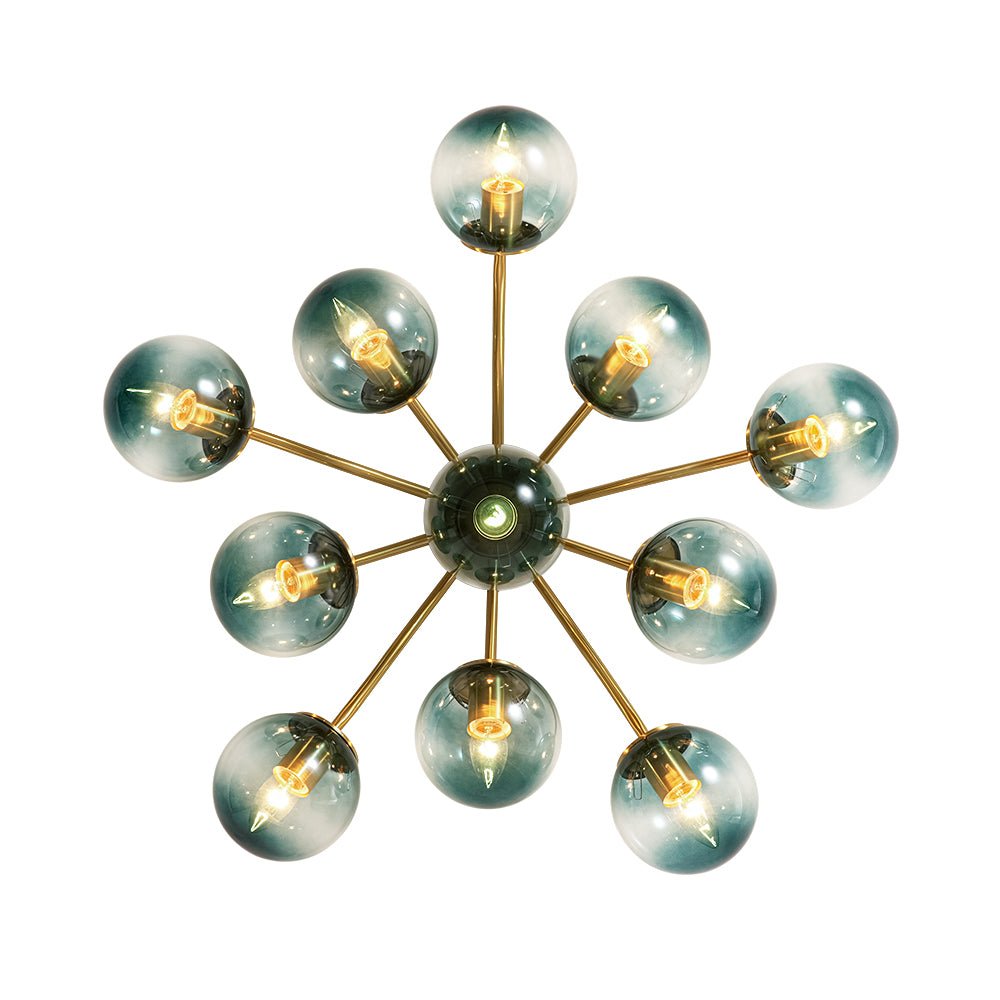 Luz de Techo Semi Moderna Sputnik de Vidrio Azul Gradiente de Medio Siglo