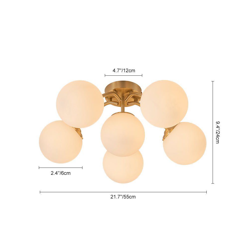 Moderno Semi Flush Mount de Globo de Vidrio Sputnik de Medio Siglo