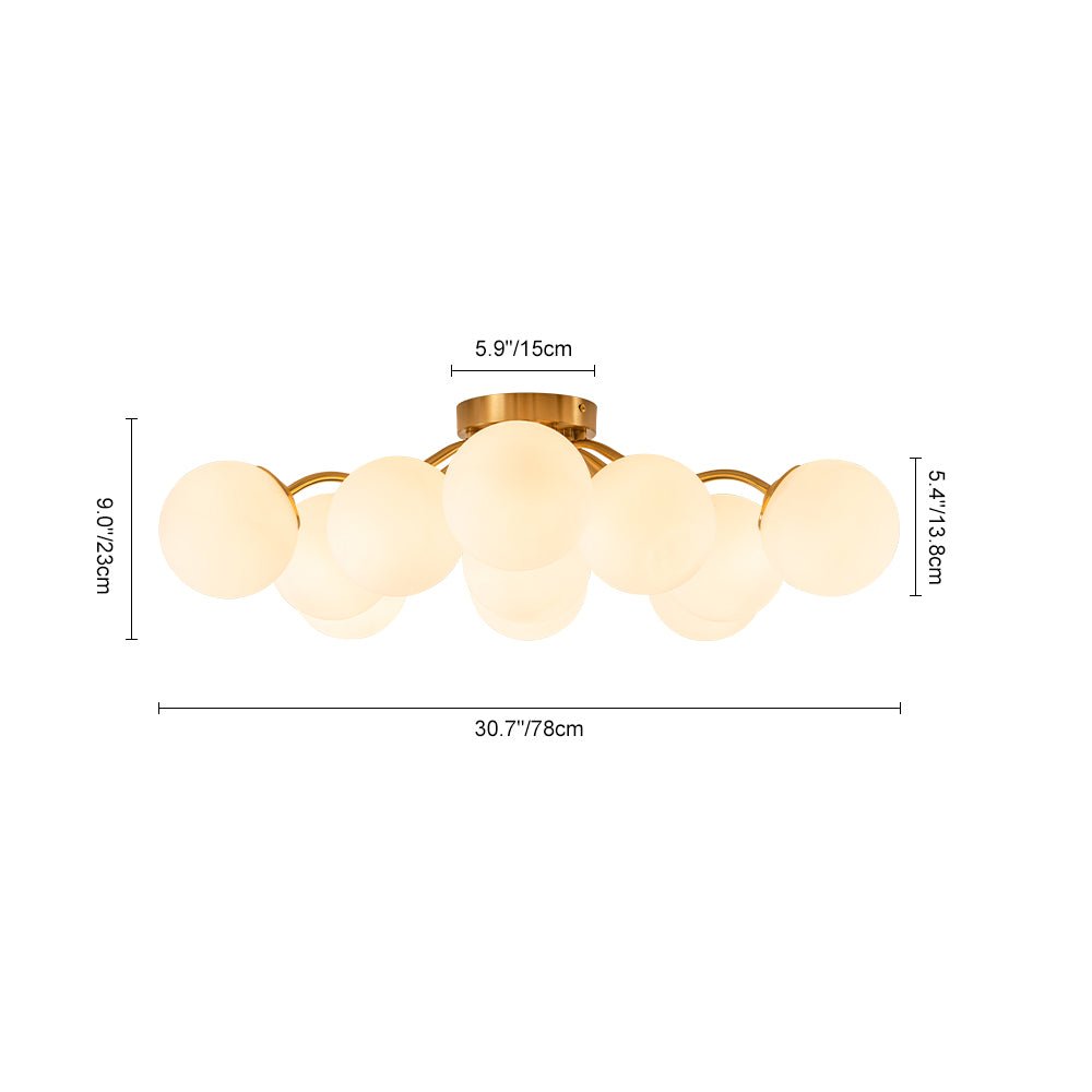 Moderno Semi Flush Mount de Globo de Vidrio Sputnik de Medio Siglo