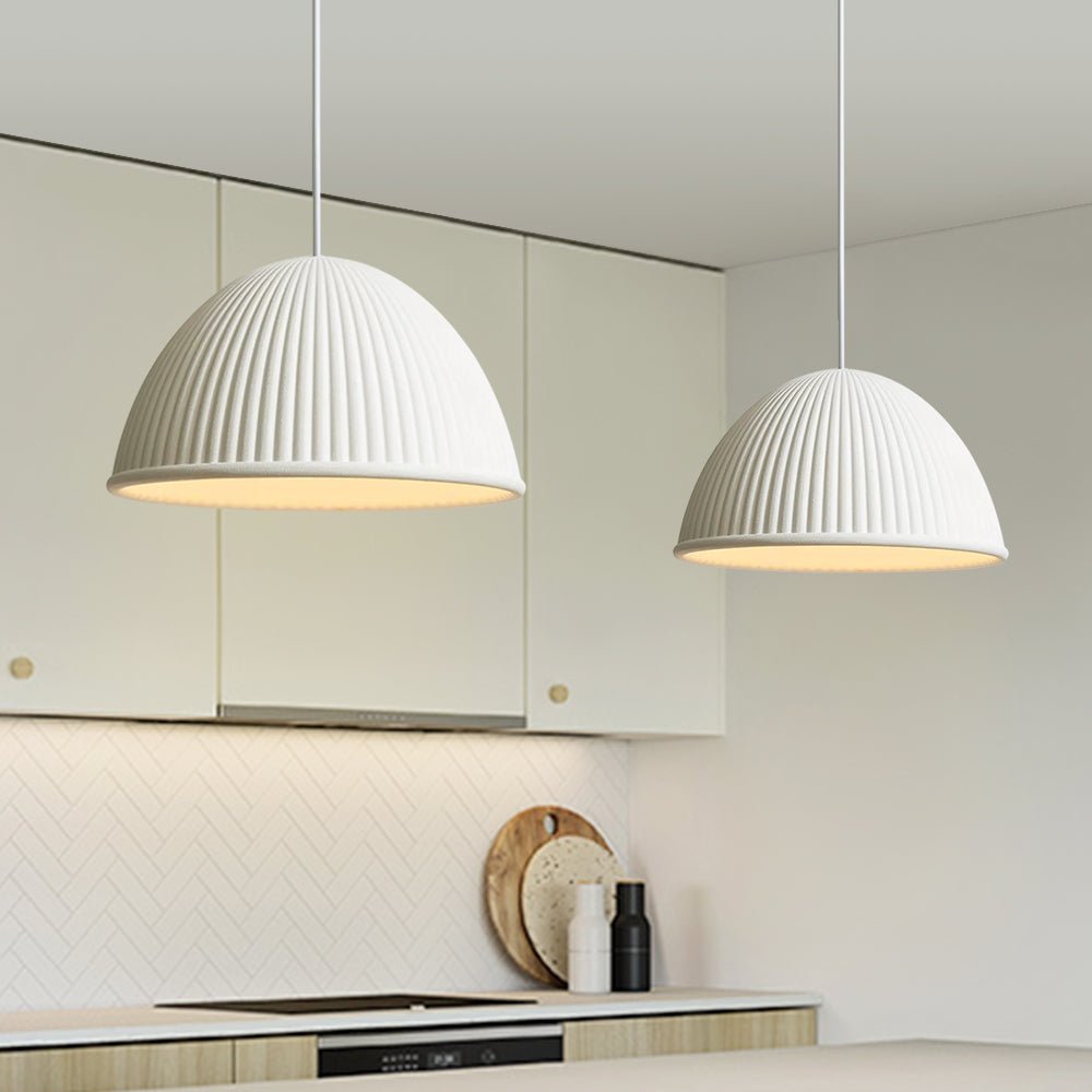 Lámpara Colgante de Domo de Resina Estriada de 1 Luz Minimalista Moderna
