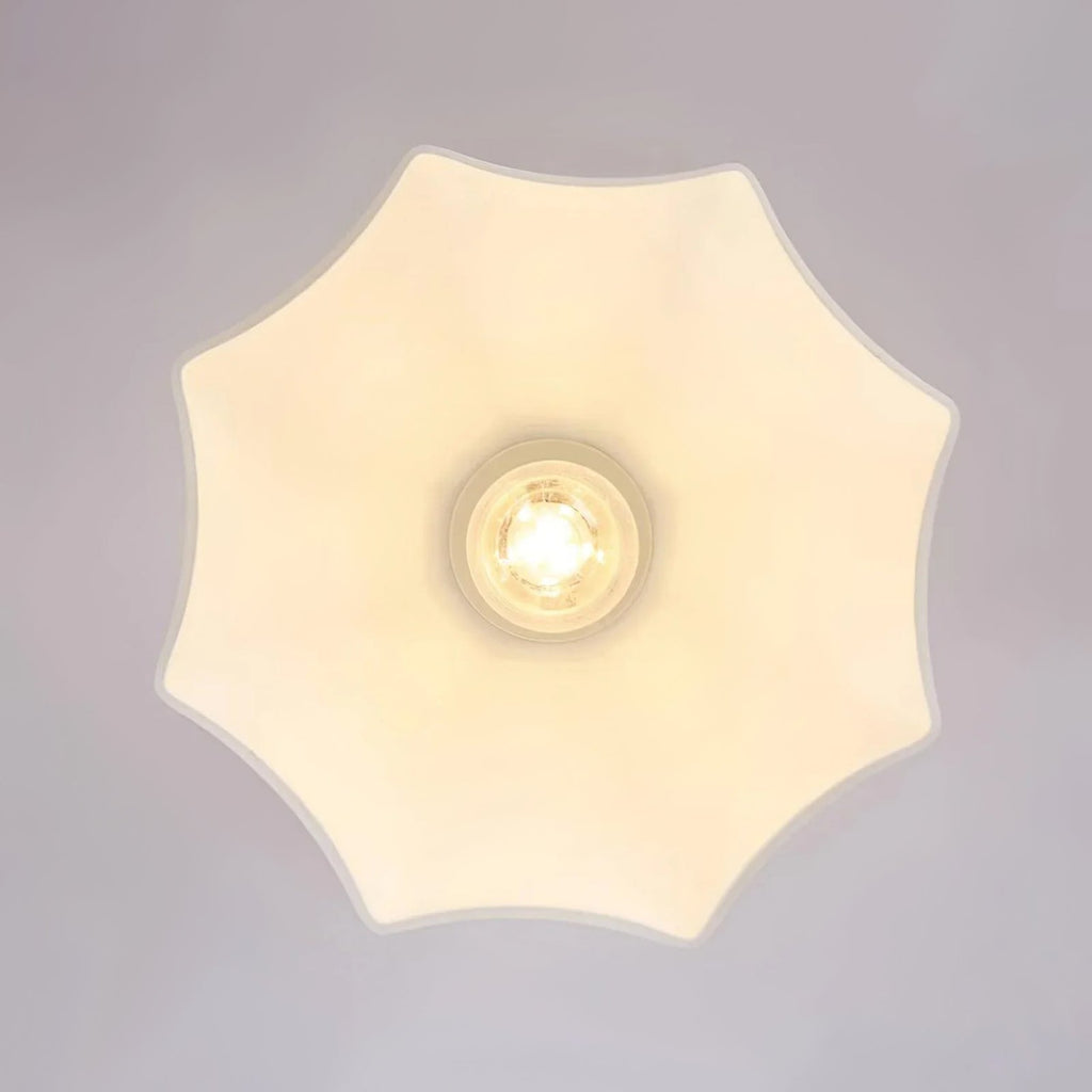 Luz de Techo de Pantalla de Cúpula Blanca con Diseño Escallopado y 1 Luz Minimalista Moderna