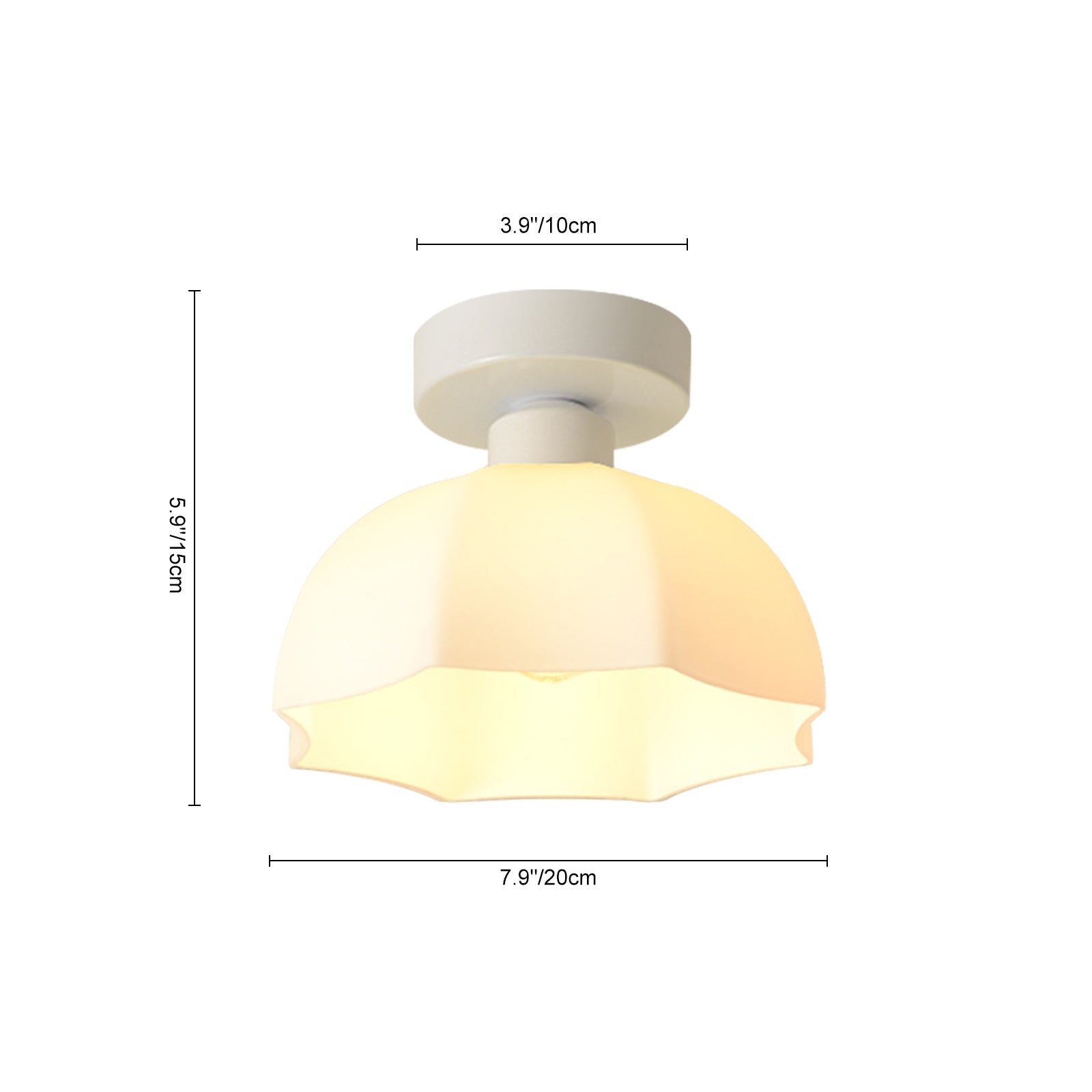 Luz de Techo de Pantalla de Cúpula Blanca con Diseño Escallopado y 1 Luz Minimalista Moderna