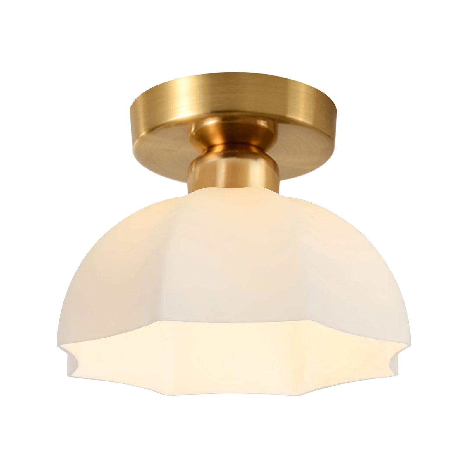 Luz de Techo de Pantalla de Cúpula Blanca con Diseño Escallopado y 1 Luz Minimalista Moderna
