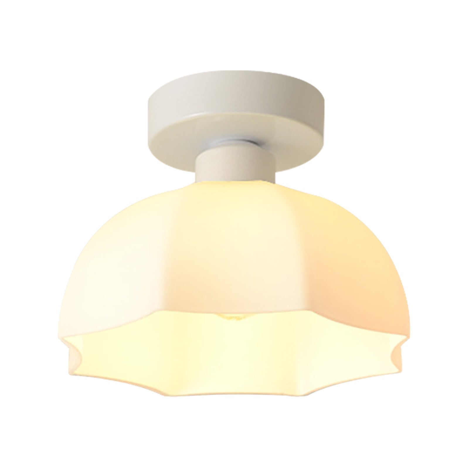Luz de Techo de Pantalla de Cúpula Blanca con Diseño Escallopado y 1 Luz Minimalista Moderna