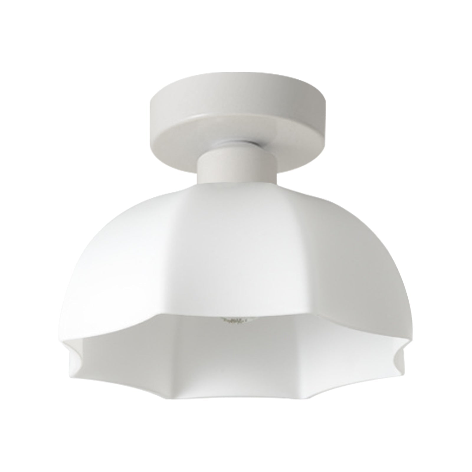 Luz de Techo de Pantalla de Cúpula Blanca con Diseño Escallopado y 1 Luz Minimalista Moderna
